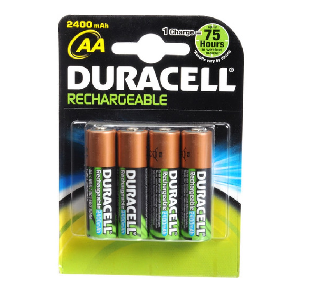 10725198 DURACELL MIGNON OPLAADBARE BATTERIJ HR6AA 1.2V DC1500 2400MAH  BLISTER  4 STUK