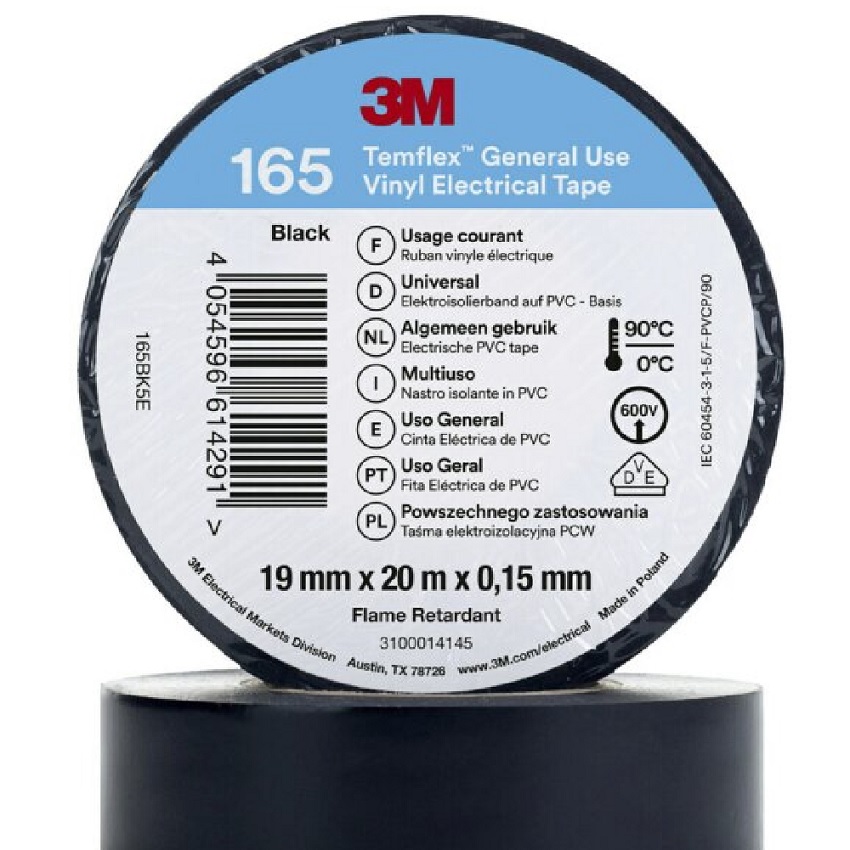 11085033 3M VINYL ISOLATIETAPE ZWART 165BK5E
