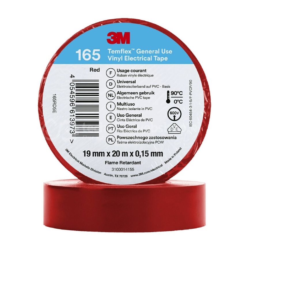 11085042 3M VINYL ISOLATIETAPE ROOD 165RD5E