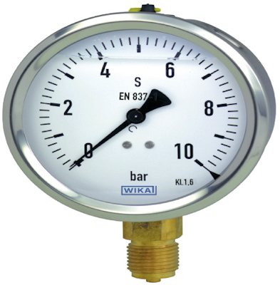 10501351 WIKA MANOMETER 1/4 ONDER RVS MET GLYCERINE 213.53 63 0-4
