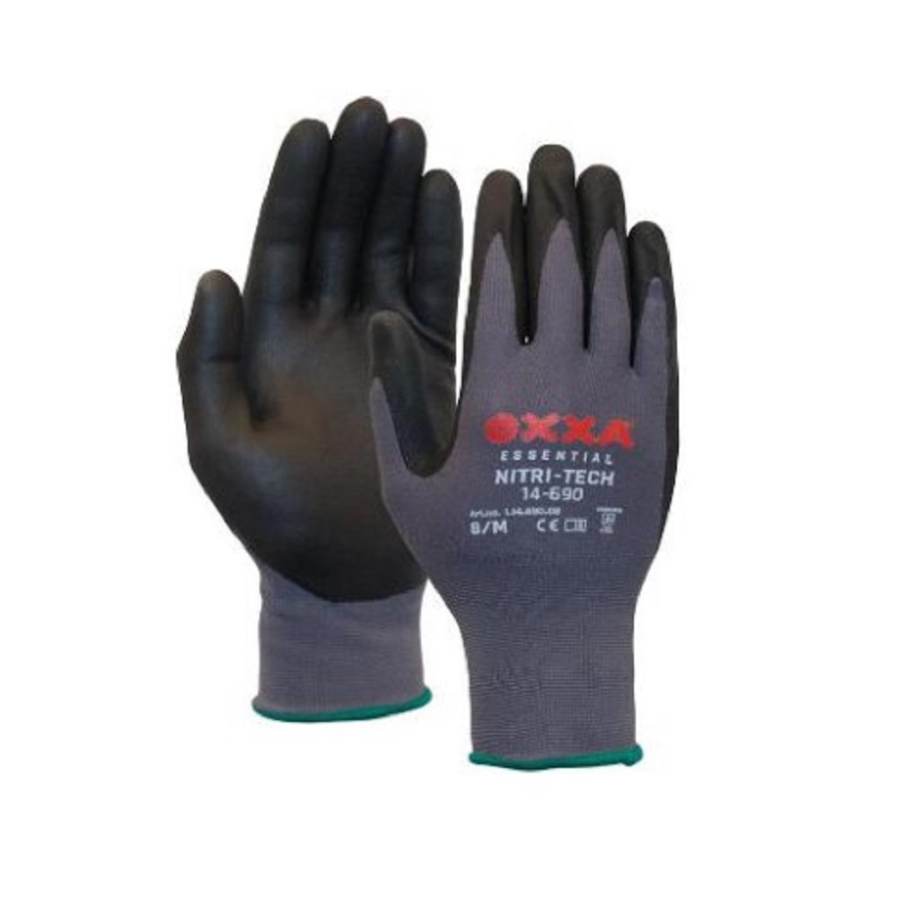 10711841 OXXA HANDSCHOEN NITRI-TECH 14-690, ZWART/GRIJS, MT 7/S