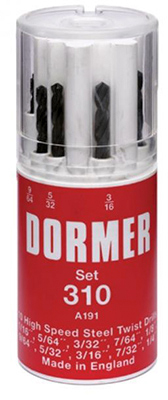 DORMER 20-dlg set HSS korte sp.boren kst.cass.A191