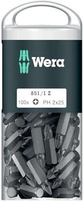 10702679 WERA BIT 1/4 INCH DIN 3126 E 6,3 PH2X25MM PAK VAN100