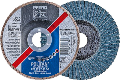 PFERD lamellenschijf, zirkoon, gewelfd, 125 ST/RVS