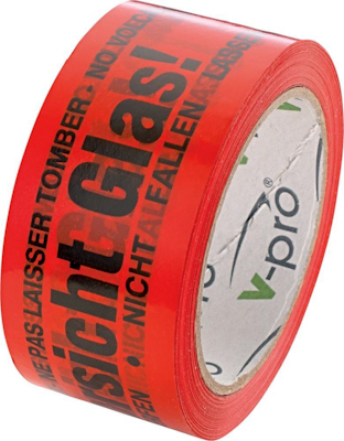 EDE Plakband PVC “Voorzichtig glas“ 4-talig